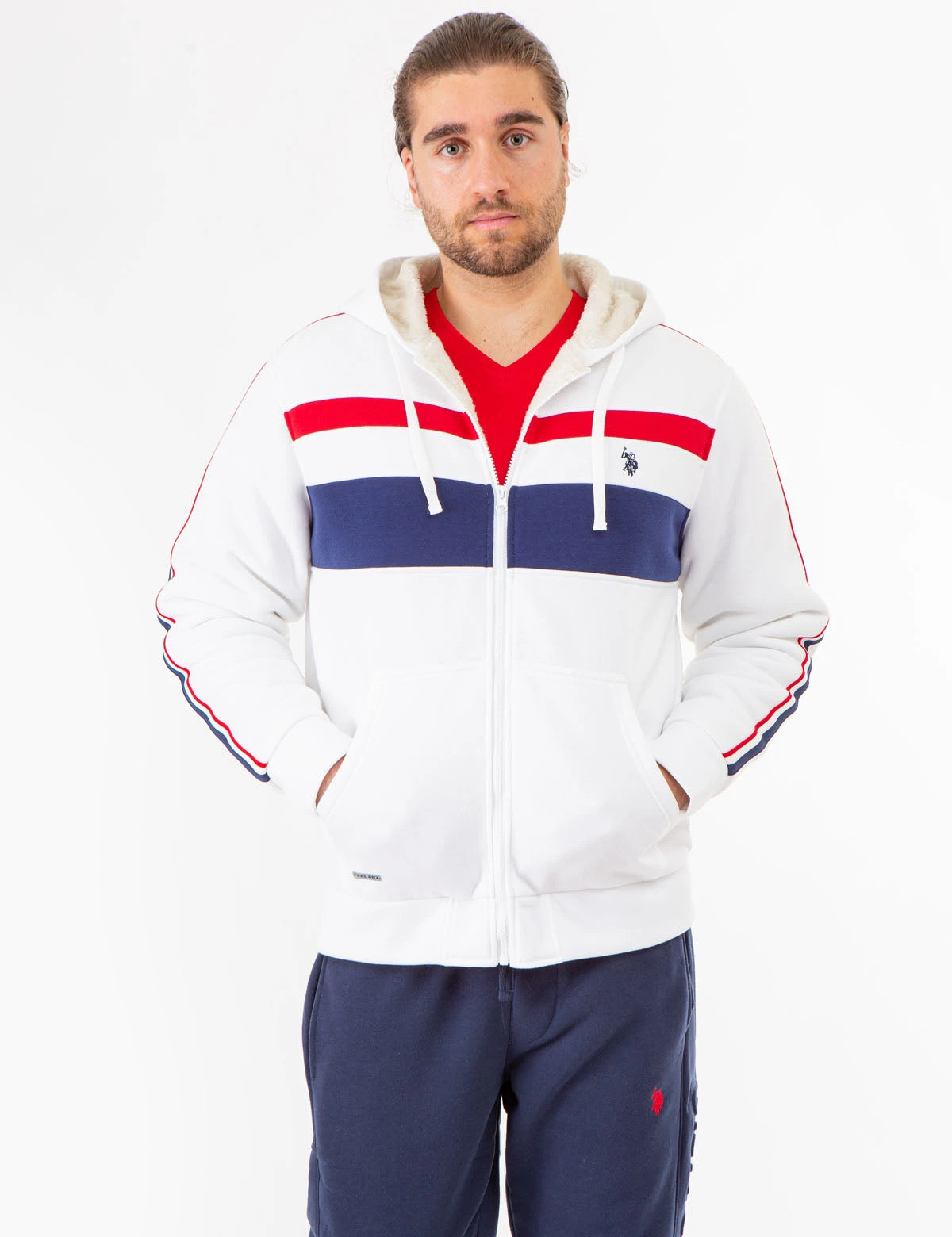 U.S. Polo Assn. SIGNATURE STRIPE COLORBLOCK SHERPA HOODIE 7 U.S. Polo Assn. SIGNATURE STRIPE COLORBLOCK SHERPA HOODIE - Image 5