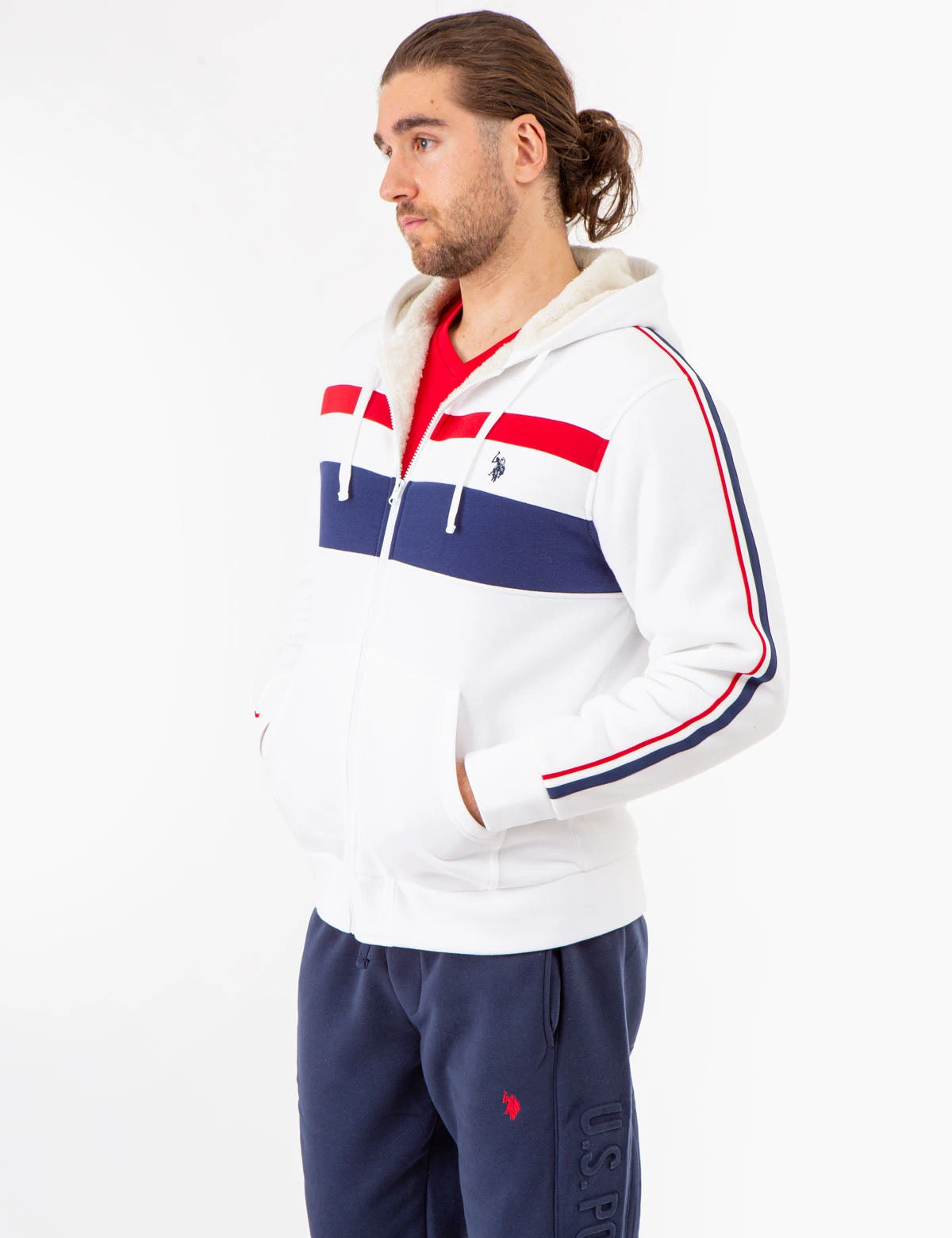 U.S. Polo Assn. SIGNATURE STRIPE COLORBLOCK SHERPA HOODIE 9 U.S. Polo Assn. SIGNATURE STRIPE COLORBLOCK SHERPA HOODIE - Image 7