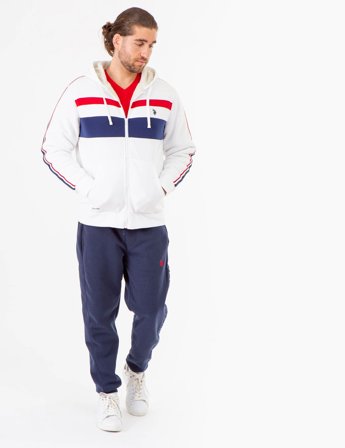 U.S. Polo Assn. SIGNATURE STRIPE COLORBLOCK SHERPA HOODIE 8 U.S. Polo Assn. SIGNATURE STRIPE COLORBLOCK SHERPA HOODIE - Image 6