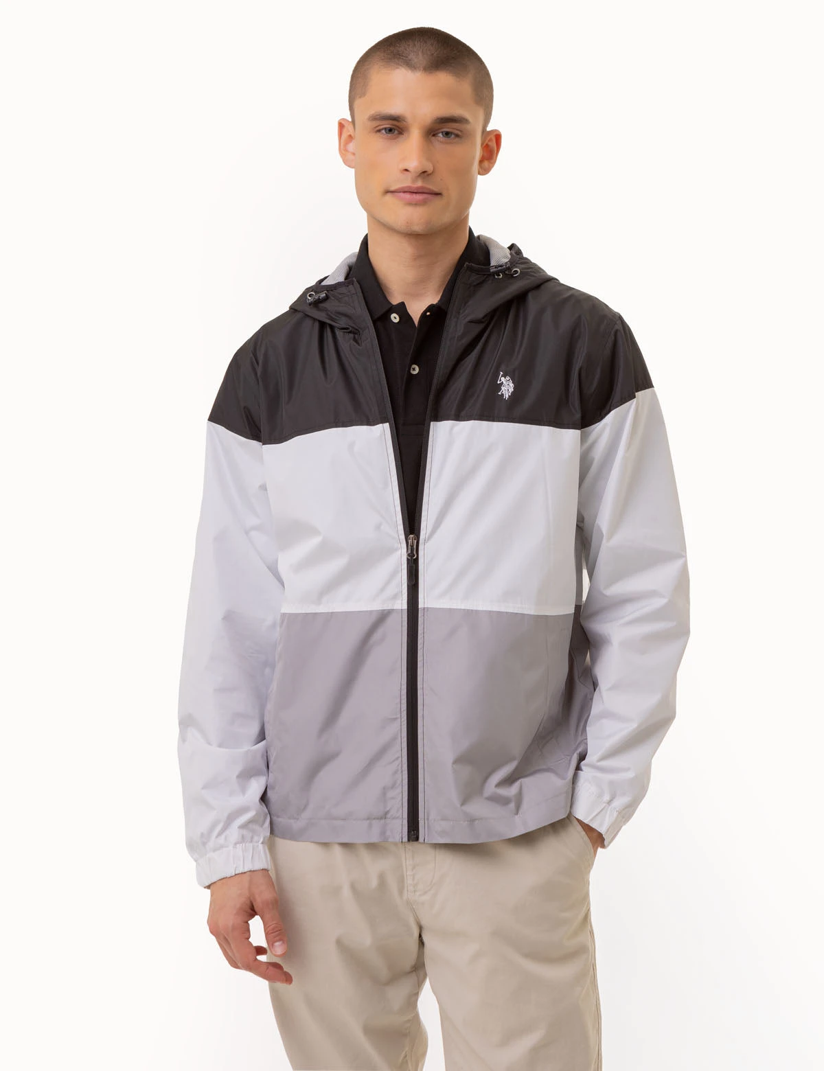 U.S. Polo Assn. TRI COLORBLOCK HEATHERED WINDBREAKER 3 U.S. Polo Assn. TRI COLORBLOCK HEATHERED WINDBREAKER