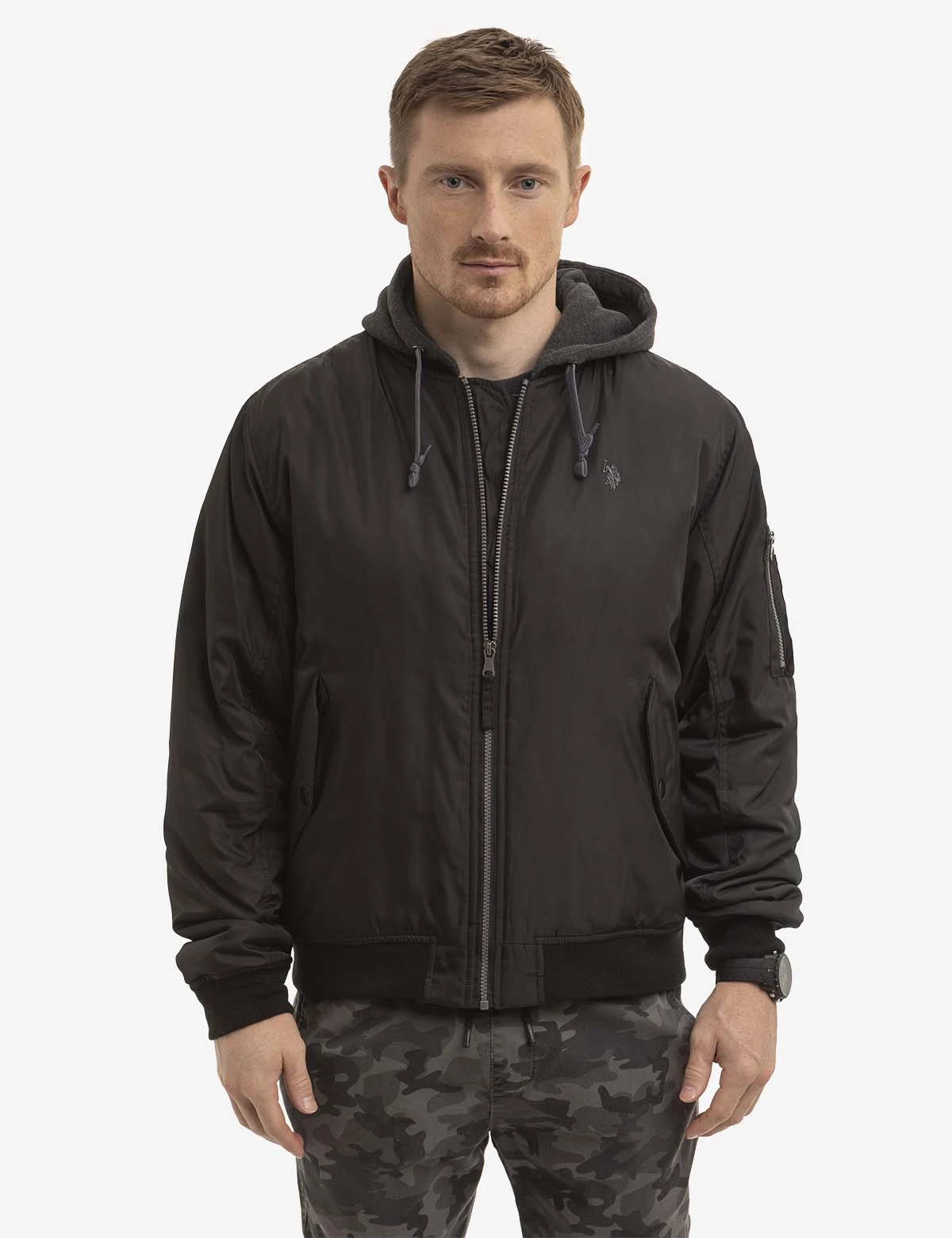 U.S. Polo Assn. BOMBER JACKET WITH FLEECE HOOD 3 U.S. Polo Assn. BOMBER JACKET WITH FLEECE HOOD