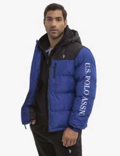 U.S. Polo Assn. WORDMARK COLORBLOCK HOODED PUFFER JACKET -Modern Wear Shop 109762P2 BOBL 2754