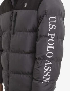 U.S. Polo Assn. WORDMARK COLORBLOCK HOODED PUFFER JACKET -Modern Wear Shop 109762P2 FSGY 3035
