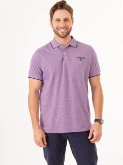 U.S. Polo Assn. MARLED YARN POLO SHIRT WITH EMBROIDERED CREST -Modern Wear Shop 1135663V KNGP 74964