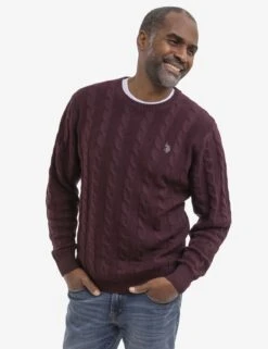 U.S. Polo Assn. CABLE CREW NECK SWEATER -Modern Wear Shop 115216 CSGR 16642