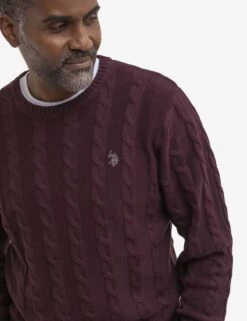 U.S. Polo Assn. CABLE CREW NECK SWEATER -Modern Wear Shop 115216 CSGR 16646