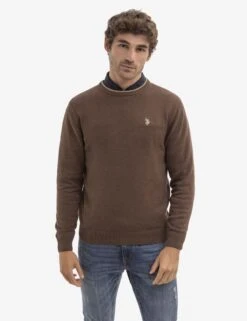 U.S. Polo Assn. SOLID JERSEY CREW NECK SWEATER -Modern Wear Shop 115243 COPPERHEATHER 16072