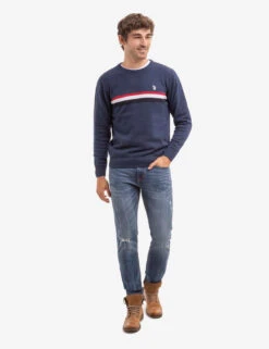 U.S. Polo Assn. SIGNATURE STRIPE CREW NECK SWEATER -Modern Wear Shop 115269 MNHT 16179