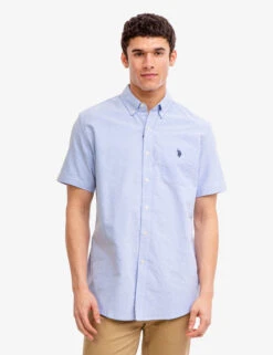 U.S. Polo Assn. SHORT SLEEVE STRETCH OXFORD SHIRT -Modern Wear Shop 115876YC LTBL 7164