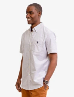 U.S. Polo Assn. SHORT SLEEVE STRETCH OXFORD SHIRT -Modern Wear Shop 115876YC LTGY 6400