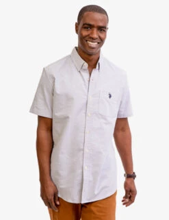 U.S. Polo Assn. SHORT SLEEVE STRETCH OXFORD SHIRT -Modern Wear Shop 115876YC LTGY 6403