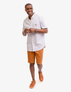 U.S. Polo Assn. SHORT SLEEVE STRETCH OXFORD SHIRT -Modern Wear Shop 115876YC LTGY 6408