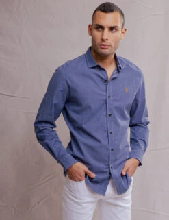 U.S. Polo Assn. WHITE LABEL STRETCH CHAMBRAY SHIRT -Modern Wear Shop 11A527WJ CERB 1170