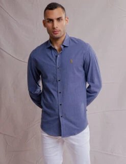 U.S. Polo Assn. WHITE LABEL STRETCH CHAMBRAY SHIRT -Modern Wear Shop 11A527WJ CERB 1184
