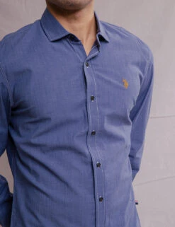 U.S. Polo Assn. WHITE LABEL STRETCH CHAMBRAY SHIRT -Modern Wear Shop 11A527WJ CERB 1214