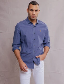 U.S. Polo Assn. WHITE LABEL STRETCH CHAMBRAY SHIRT -Modern Wear Shop 11A527WJ CERB 1232