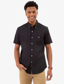 U.S. Polo Assn. SHORT SLEEVE STRETCH POPLIN SHIRT -Modern Wear Shop 11A628VT BLCK 82289