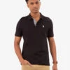 U.S. Polo Assn. INTERLOCK GINGHAM TRIM POLO SHIRT -Modern Wear Shop 11A71498 BLCK 82310