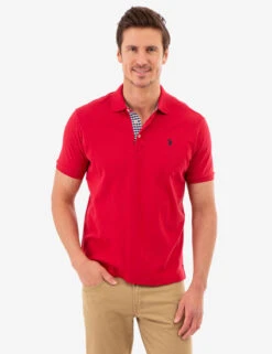 U.S. Polo Assn. INTERLOCK GINGHAM TRIM POLO SHIRT -Modern Wear Shop 11A71498 RDHT 81905