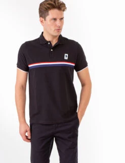 U.S. Polo Assn. PIECED SIGNATURE STRIPE PIQUE POLO SHIRT -Modern Wear Shop 11A72230 BLCK 74048