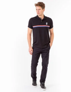 U.S. Polo Assn. PIECED SIGNATURE STRIPE PIQUE POLO SHIRT -Modern Wear Shop 11A72230 BLCK 74052