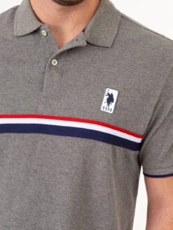 U.S. Polo Assn. PIECED SIGNATURE STRIPE PIQUE POLO SHIRT -Modern Wear Shop 11A72230 CPGY 75055