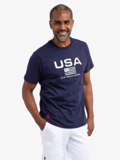 U.S. Polo Assn. EMBOSSED USA FLAG JERSEY T-SHIRT -Modern Wear Shop 11A78004 CLNV 58051