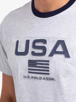 U.S. Polo Assn. EMBOSSED USA FLAG JERSEY T-SHIRT -Modern Wear Shop 11A78004 LTGY 58235