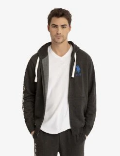 U.S. POLO ASSN. SOLID FLEECE FULL ZIP HOODIE -Modern Wear Shop 11A9358J BKHT 3110
