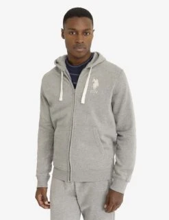 U.S. POLO ASSN. SOLID FLEECE FULL ZIP HOODIE -Modern Wear Shop 11A9358J HGRY 1184