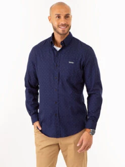 U.S. Polo Assn. ALLOVER PIN DOT LONG SLEEVE SHIRT WITH POCKET
