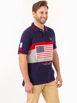 U.S. Polo Assn. PRINTED FLAG COLORBLOCK PIQUE POLO SHIRT -Modern Wear Shop 11C0323O CLNV 75019