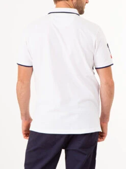 U.S. Polo Assn. PRINTED FLAG COLORBLOCK PIQUE POLO SHIRT -Modern Wear Shop 11C032O WHIT 75091