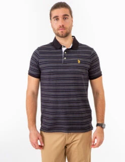 U.S. Polo Assn. YARN DYE BIRDSEYE STRIPE PIQUE POLO SHIRT -Modern Wear Shop 11C04232 BLCK 74094