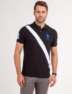 U.S. Polo Assn. COLORBLOCK SASH FRONT PIQUE POLO SHIRT -Modern Wear Shop 11C0453O BLCK 69631