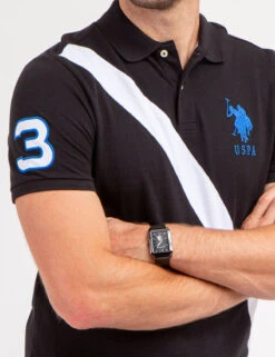 U.S. Polo Assn. COLORBLOCK SASH FRONT PIQUE POLO SHIRT -Modern Wear Shop 11C0453O BLCK 69634