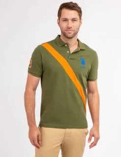 U.S. Polo Assn. COLORBLOCK SASH FRONT PIQUE POLO SHIRT -Modern Wear Shop 11C0453O CYOL 68685