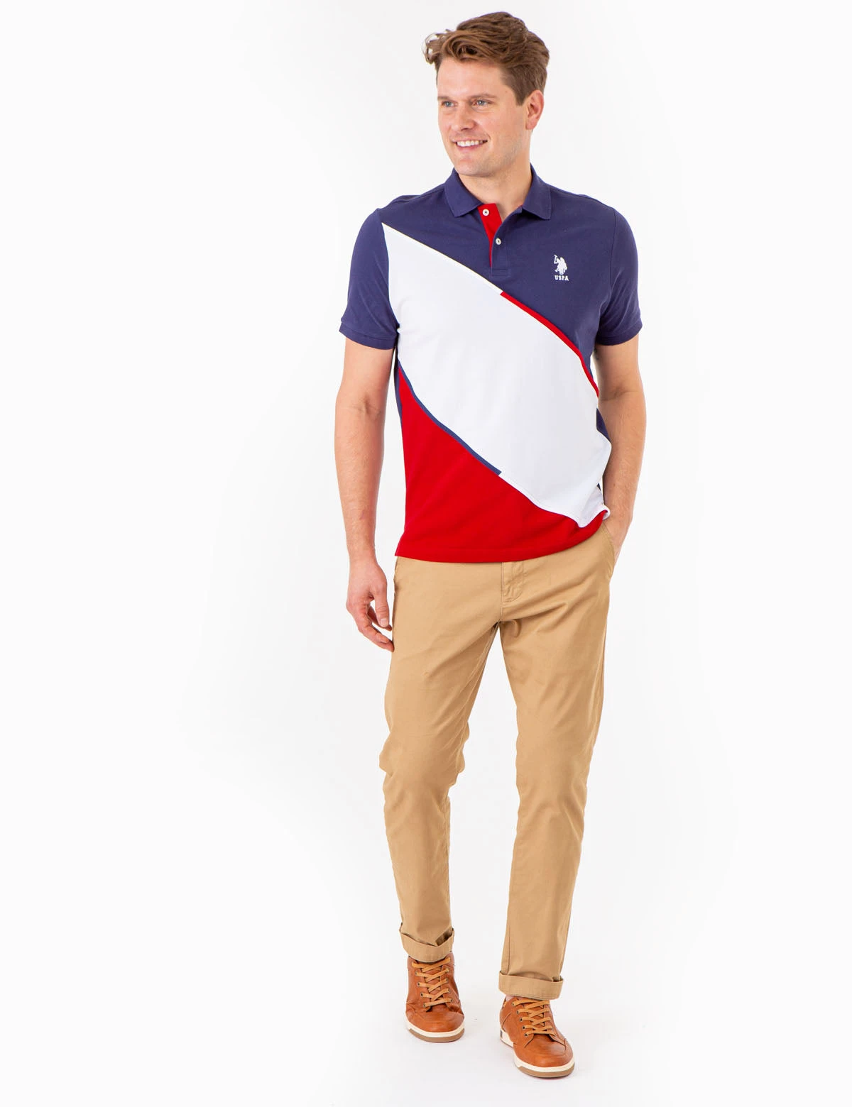 U.S. Polo Assn. DIAGONAL COLORBLOCK POLO SHIRT WITH PIPING 4 U.S. Polo Assn. DIAGONAL COLORBLOCK POLO SHIRT WITH PIPING - Image 2