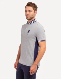 U.S. Polo Assn. BASEBALL COLLAR PIQUE POLO SHIRT -Modern Wear Shop 11C0493O HGRY 70131