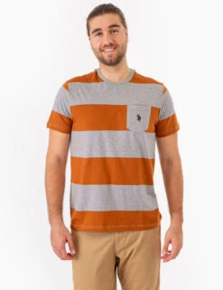 U.S. Polo Assn. RUGBY STRIPE JERSEY T-SHIRT WITH POCKET -Modern Wear Shop 11C13519 HGRY 73980