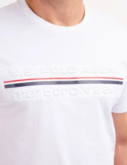 U.S. Polo Assn. EMBOSSED SIGNATURE STRIPE JERSEY T-SHIRT -Modern Wear Shop 11C14204 WHIT 69412