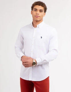 U.S. Polo Assn. SOLID STRETCH POPLIN LONG SLEEVE SHIRT -Modern Wear Shop 11C251 OPWH 70173