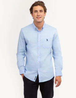 U.S. Polo Assn. SOLID STRETCH POPLIN LONG SLEEVE SHIRT -Modern Wear Shop 11C251 WNBL 67378
