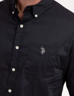 U.S. Polo Assn. SOLID STRETCH POPLIN LONG SLEEVE SHIRT -Modern Wear Shop 11C251VT BLCK 69489