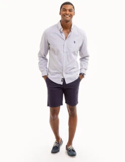 U.S. Polo Assn. LONG SLEEVE HEATHER POPLIN WOVEN SHIRT -Modern Wear Shop 11C314V4 LTGY 8305