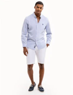 U.S. Polo Assn. LONG SLEEVE HEATHER POPLIN WOVEN SHIRT -Modern Wear Shop 11C314V4 SFBH 8142