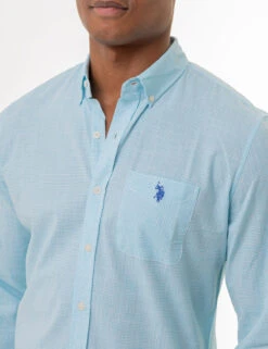 U.S. Polo Assn. GINGHAM SLUB POPLIN LONG SLEEVE SHIRT -Modern Wear Shop 11C318VP HZBL 2431