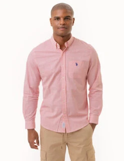 U.S. Polo Assn. GINGHAM SLUB POPLIN LONG SLEEVE SHIRT -Modern Wear Shop 11C318VP PKCR 2381