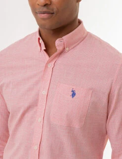 U.S. Polo Assn. GINGHAM SLUB POPLIN LONG SLEEVE SHIRT -Modern Wear Shop 11C318VP PKCR 2387
