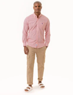 U.S. Polo Assn. GINGHAM SLUB POPLIN LONG SLEEVE SHIRT -Modern Wear Shop 11C318VP PKCR 2388